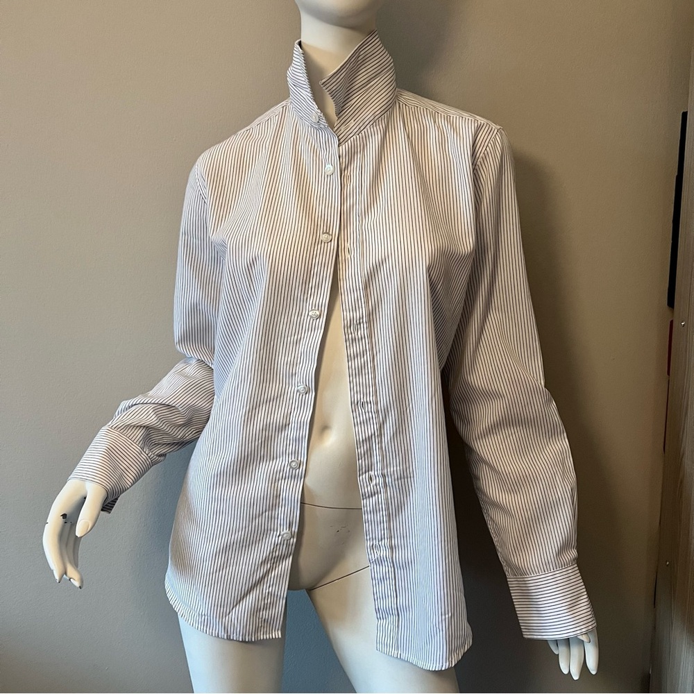 SMOG Basic Slim Fit Men's Striped White and Gray Dress Shirt Size S